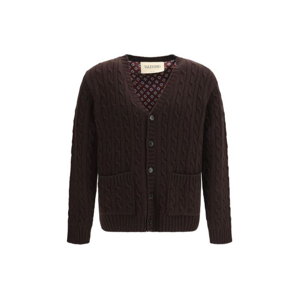 Valentino Garavani Brown Wool Oves Aries Men's Cardigan